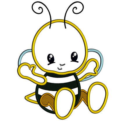 Cute Little Bee Applique Machine Embroidery Design Digitized Pattern