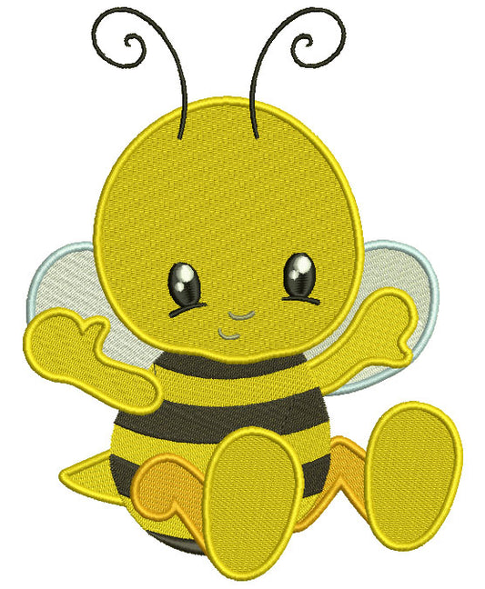 Cute Little Bee Filled Machine Embroidery Design Digitized Pattern