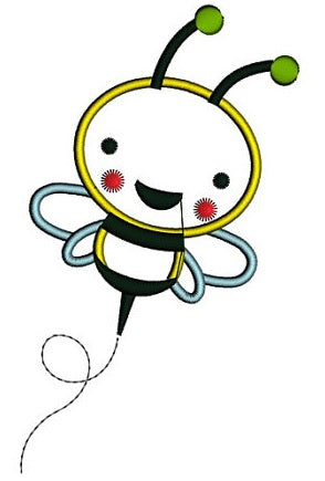 Cute Little Bumble Bee Applique Machine Embroidery Design Pattern - Instant Download - comes in three sizes to fit 4x4 , 5x7, and 6x10 hoops