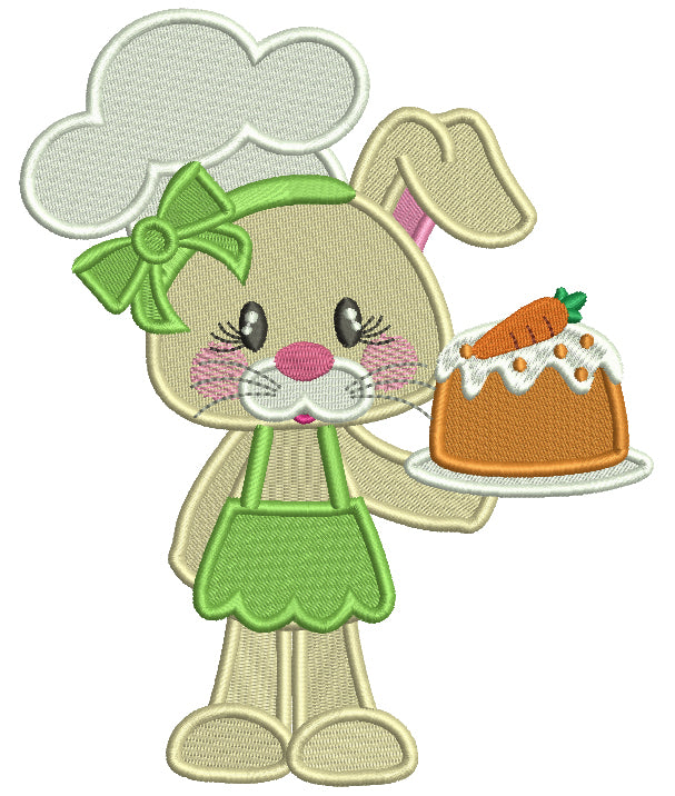 Cute Little Bunny Cook Easter Filled Machine Embroidery Design Digitized Pattern