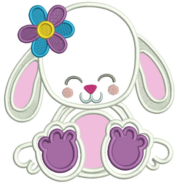 Cute Little Bunny WIth a Flower Summer Applique Machine Embroidery Digitized Design Pattern