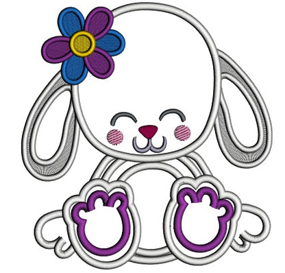 Cute Little Bunny WIth a Flower Summer Applique Machine Embroidery Digitized Design Pattern