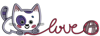 Cute Little Cat Love Applique Machine Embroidery Design Digitized Pattern