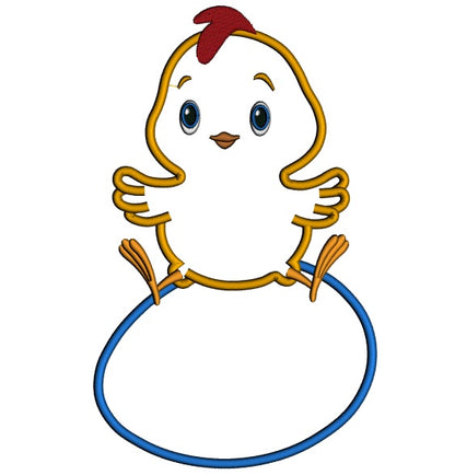 Cute Little Chick Sitting on an Egg Easter Applique Machine Embroidery Design Digitized Pattern