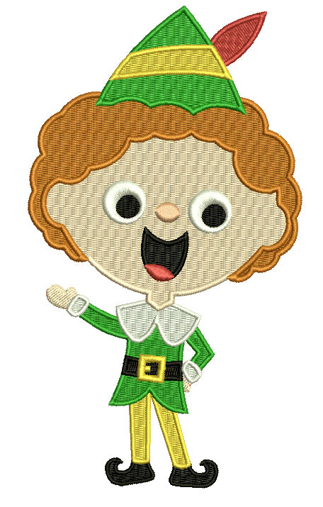 Cute Little Christmas Elf Filled Machine Embroidery Design Digitized Pattern