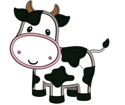 Cute Little Cow Applique Machine Embroidery Digitized Design Pattern