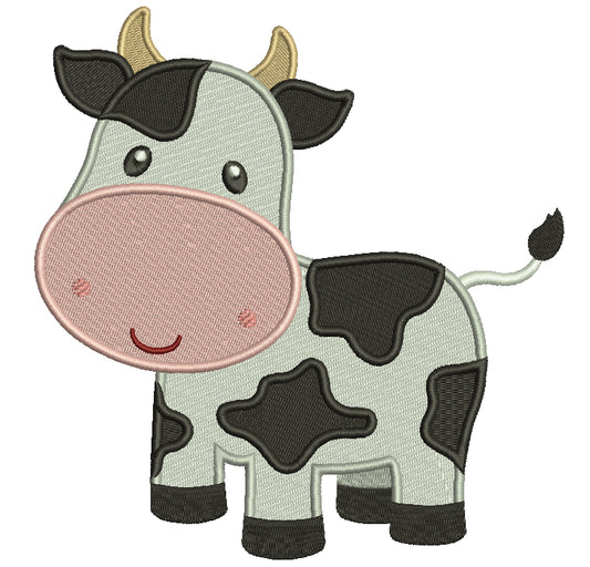 Cute Little Cow Filled Machine Embroidery Digitized Design Pattern