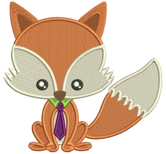 Cute Little Fow Wearing a Tie Filled Machine Embroidery Design Digitized Pattern