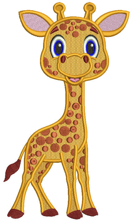 Cute Little Giraffe Filled Machine Embroidery Design Digitized Pattern