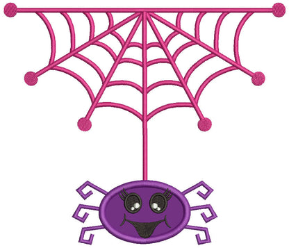 Cute Little Happy Spider Halloween Applique Machine Embroidery Design Digitized Pattern