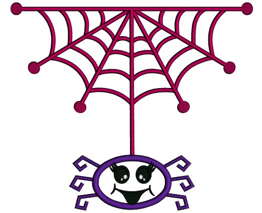 Cute Little Happy Spider Halloween Applique Machine Embroidery Design Digitized Pattern