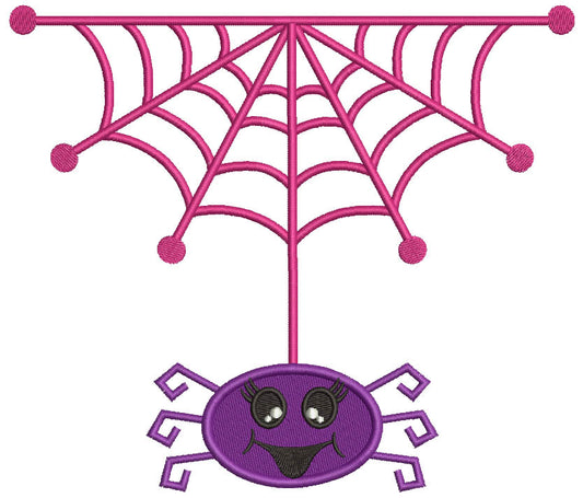 Cute Little Happy Spider Halloween Filled Machine Embroidery Design Digitized Pattern