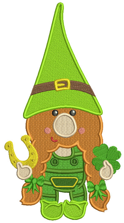 Cute Little Leprechaun With Long Hair St. Patrick's Day Filled Machine Embroidery Design Digitized Pattern