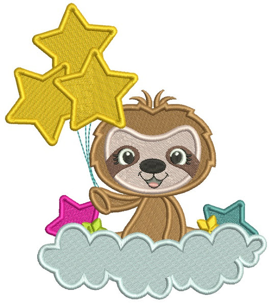 Cute Little Mongoose With Stars Filled Machine Embroidery Design Digitized Pattern