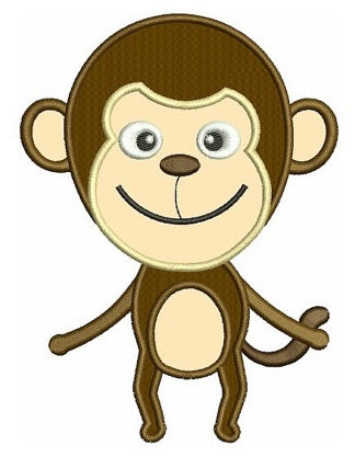 Cute Little Monkey Applique Machine Embroidery African Animal Digitized Pattern - Instant Download - sizes to fit 4x4 , 5x7, and 6x10 hoops
