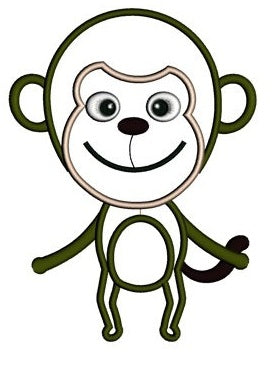 Cute Little Monkey Applique Machine Embroidery African Animal Digitized Pattern - Instant Download - sizes to fit 4x4 , 5x7, and 6x10 hoops