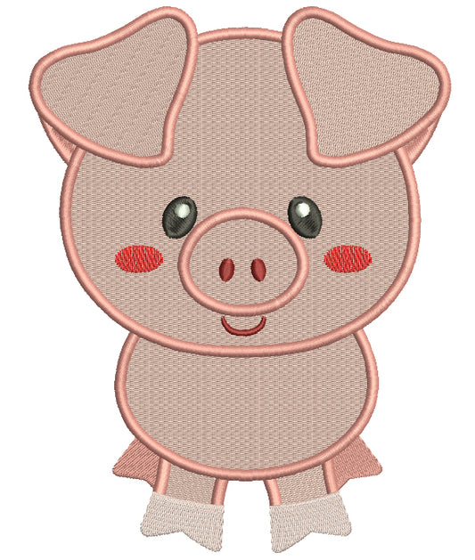 Cute Little Piggy Filled Machine Embroidery Digitized Design Pattern