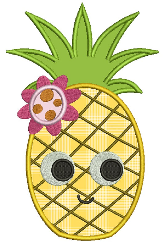 Cute Little Pineapple Applique Machine Embroidery Design Digitized Pattern