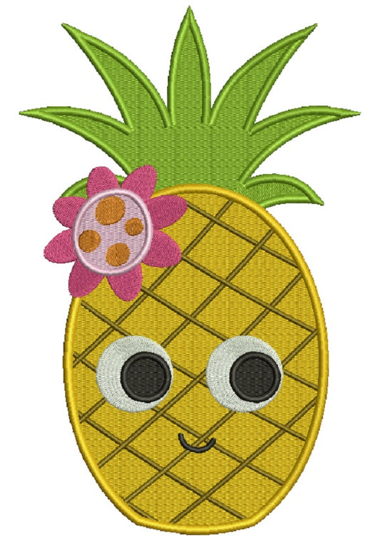Cute Little Pineapple Filled Machine Embroidery Design Digitized Pattern