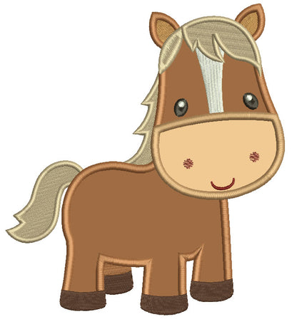 Cute Little Pony Horse Applique Machine Embroidery Digitized Design Pattern
