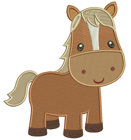 Cute Little Pony Horse Filled Machine Embroidery Digitized Design Pattern