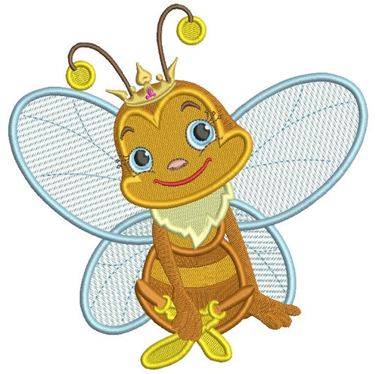 Cute Little Queen Bee Filled Machine Embroidery Design Digitized Pattern