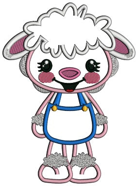 Cute Little Smiling Lamb Easter Applique Machine Embroidery Design Digitized Patterny