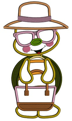 Cute Little Turtle Wearing Sunglasses Applique Machine Embroidery Design Digitized Pattern