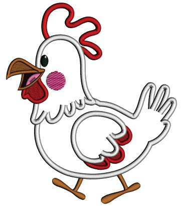 Cute Little White Rooster Applique Machine Embroidery Digitized Design Pattern