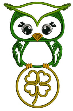Cute Owl Holding Gold Coin St.Patrick's Day Applique Machine Embroidery Design Digitized Pattern