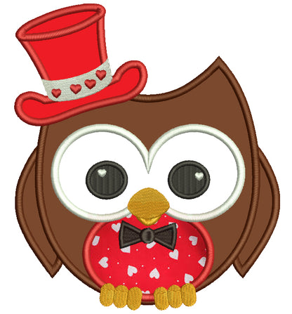 Cute Owl Wearing Big Hat Applique Machine Embroidery Digitized Design Pattern