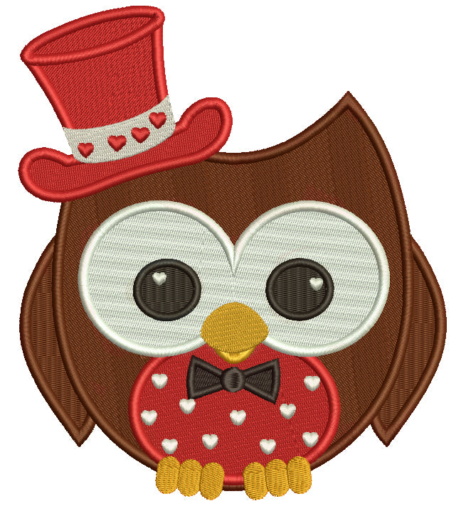 Cute Owl Wearing Big Hat Filled Machine Embroidery Digitized Design Pattern