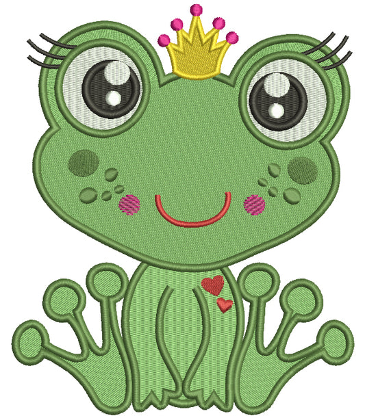 Cute Princess Frog Love Filled Machine Embroidery Design Digitized Pattern