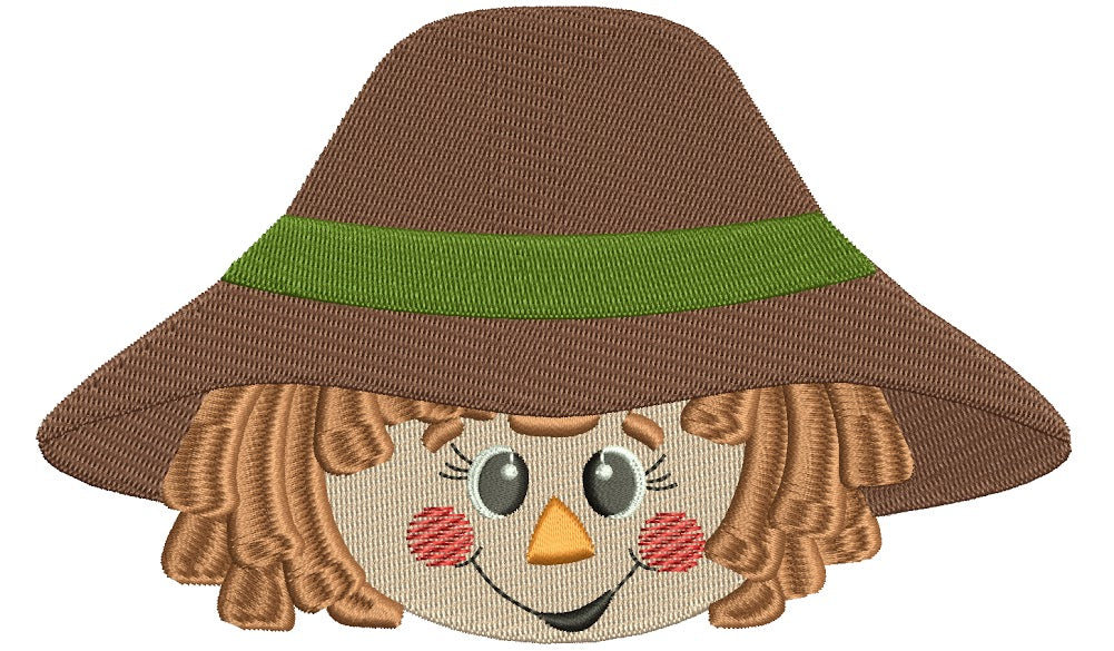 Cute Scarecrow Boy Head Filled Machine Embroidery Digitized Design Pattern