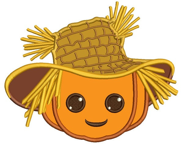 Cute Scarecrow Pumpkin Head Applique Machine Embroidery Design Digitized Pattern