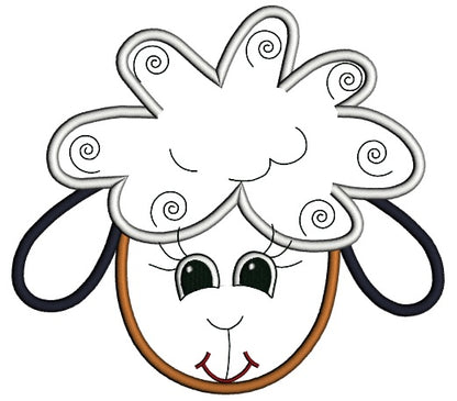 Cute Sheep Head Applique Machine Embroidery Design Digitized Pattern