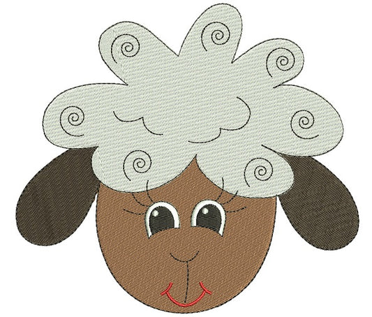 Cute Sheep Head Filled Machine Embroidery Design Digitized Pattern