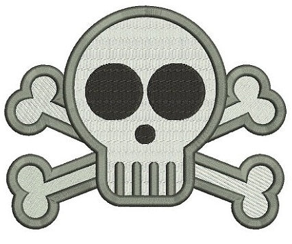 Cute Skull and Bones Digitized Machine Embroidery Design Filled Pattern - Instant Download - 4x4 , 5x7, 6x10