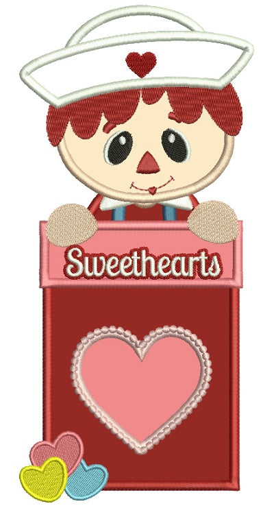 Cute Sweetheart Sailor With Heart Applique Machine Embroidery Design Digitized Pattern