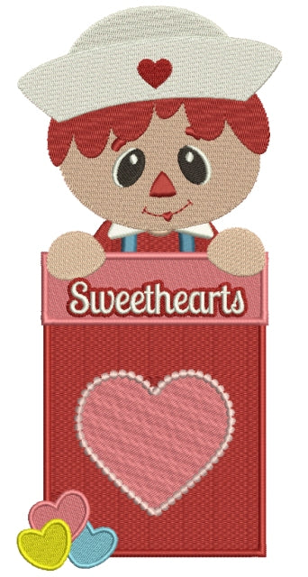 Cute Sweetheart Sailor With Heart Filled Machine Embroidery Design Digitized Pattern