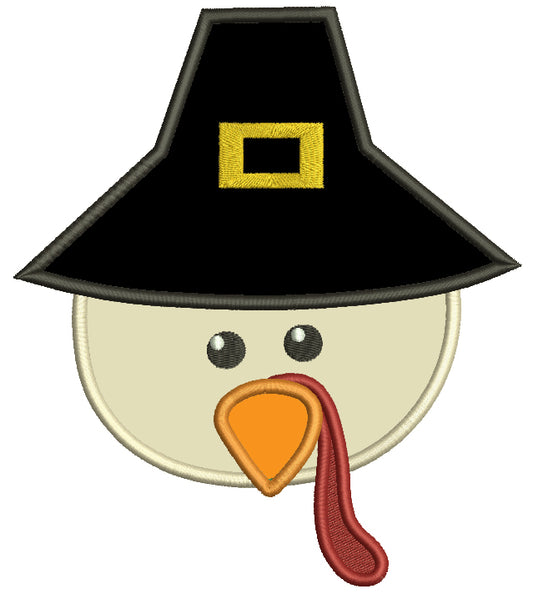 Cute Turkey Wearing a Huge Hat Thanksgiving Applique Machine Embroidery Digitized Design Pattern