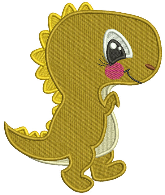 Cute Walking Baby Dino Filled Machine Embroidery Design Digitized Pattern