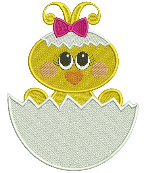 Cute Baby Chick Inside an Egg Filled Machine Embroidery Design Digitized Pattern