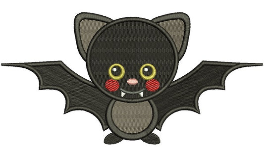 Cute Baby Halloween Bat Filled Machine Embroidery Digitized Design Pattern