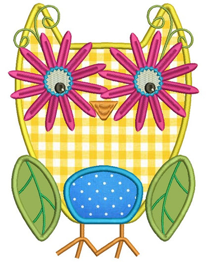 Cute Spring Owl Applique Machine Embroidery Design Digitized Pattern