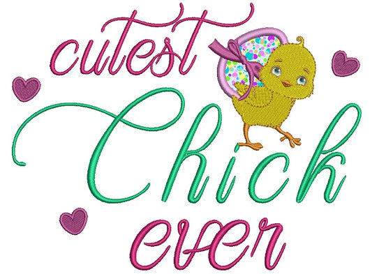 Cutest Chick Ever Easter Applique Machine Embroidery Design Digitized Pattern