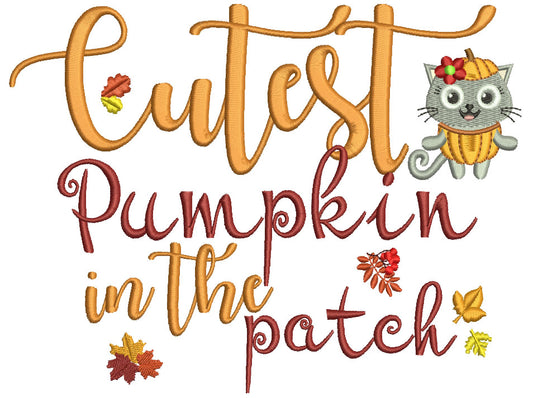 Cutest Pumpkin In The Patch Owl With Autumn Leaves Filled Machine Embroidery Design Digitized Pattern