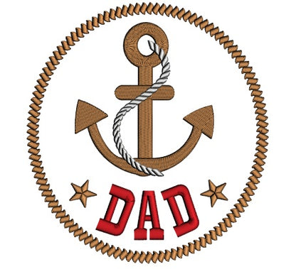 Dad Boat Anchor Nautical Applique Machine Embroidery Design Digitized Pattern
