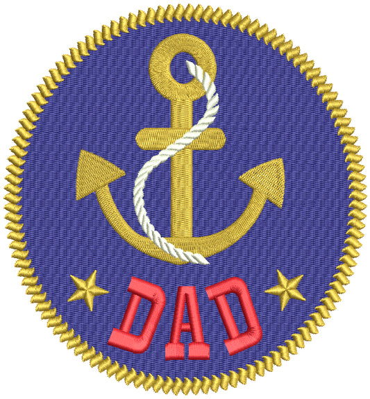 Dad Boat Anchor Nautical Filled Machine Embroidery Design Digitized Pattern