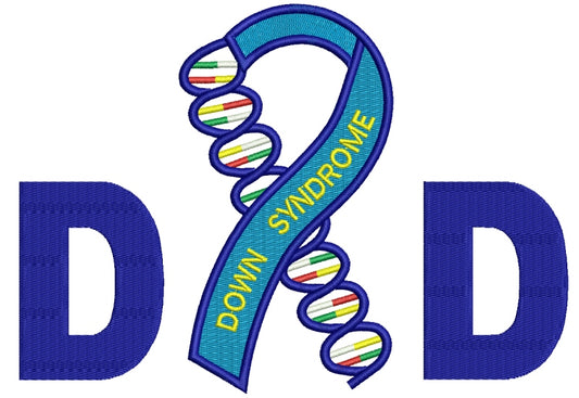 Dad Down Syndrome Awareness Filled Machine Embroidery Digitized Design Pattern